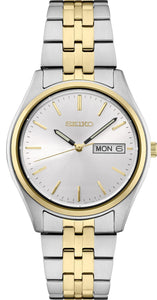 Seiko Men's Essential Two Tone White Dial Watch - SUR430